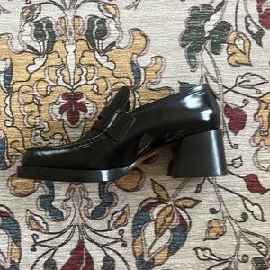 Labucq Kitty Black Spazzolato heeled loafers. Size 38. Brand new/never worn.
